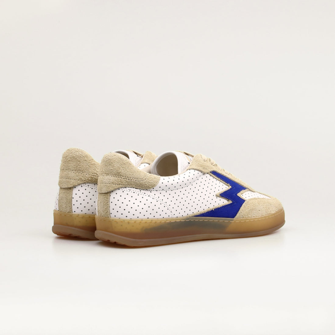 Sneaker Club Pelle Traforata Logo Blu