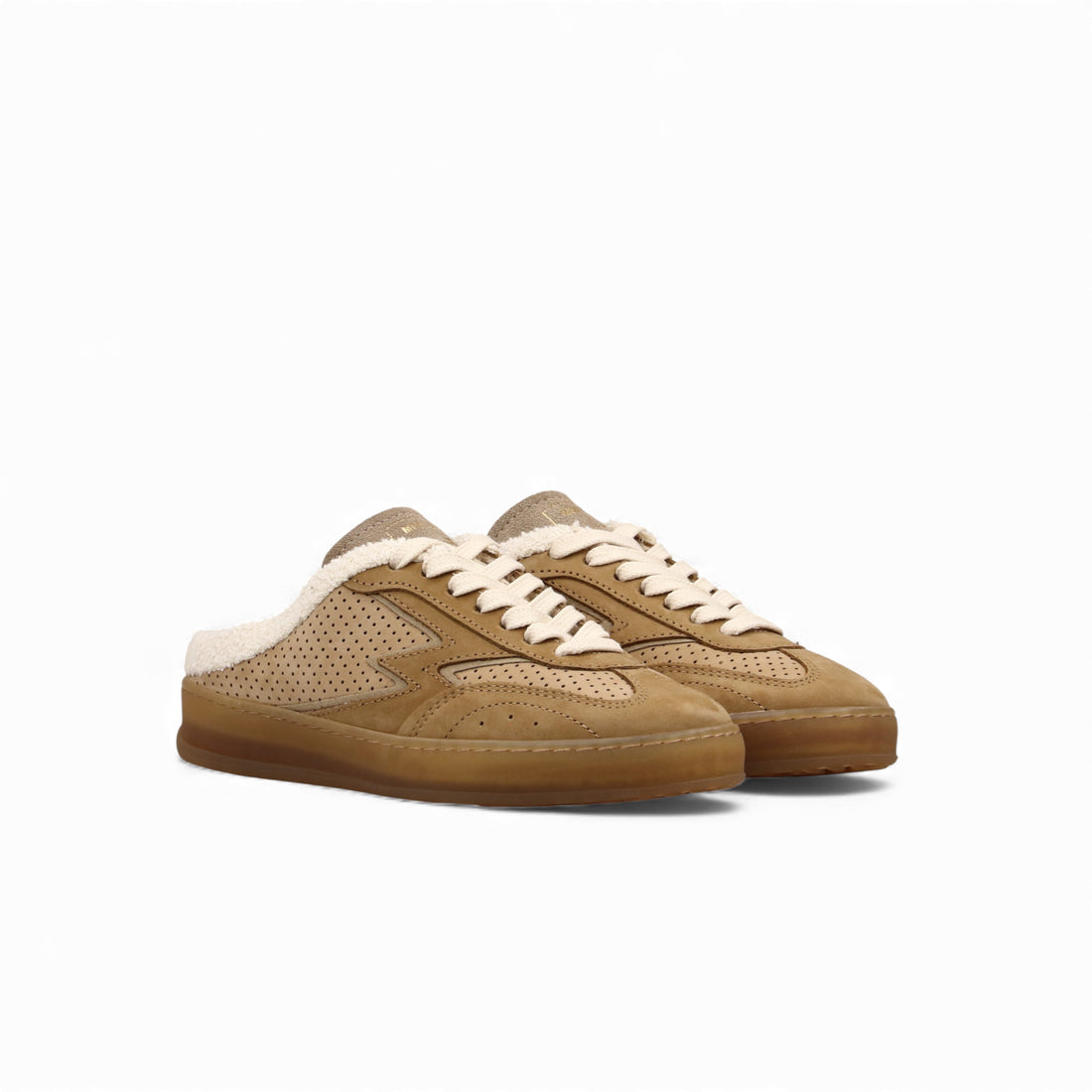Sneaker Club Mule Caramello In Pelle Traforata