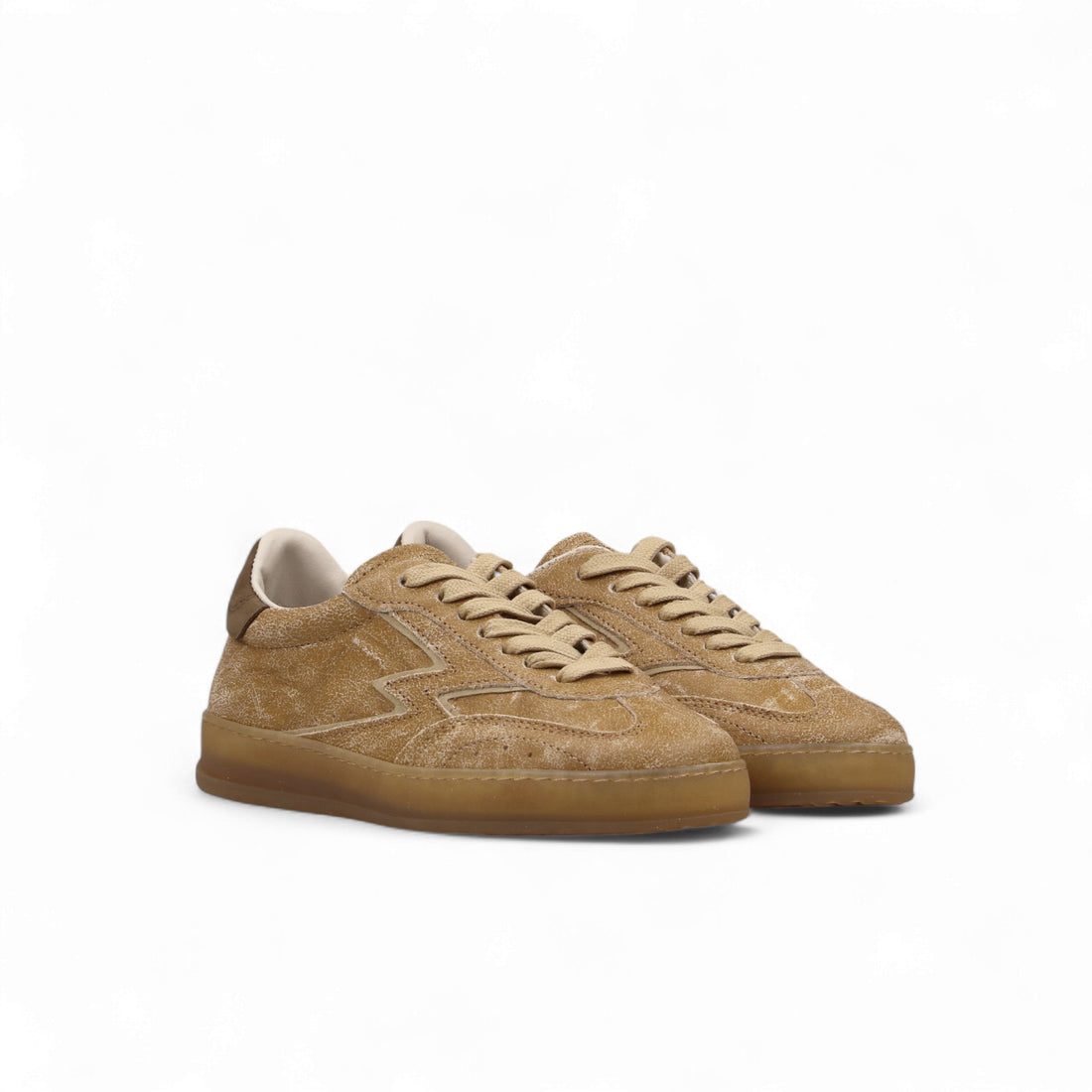 Sneaker Club Cognac Crackle E Chocolate Suede