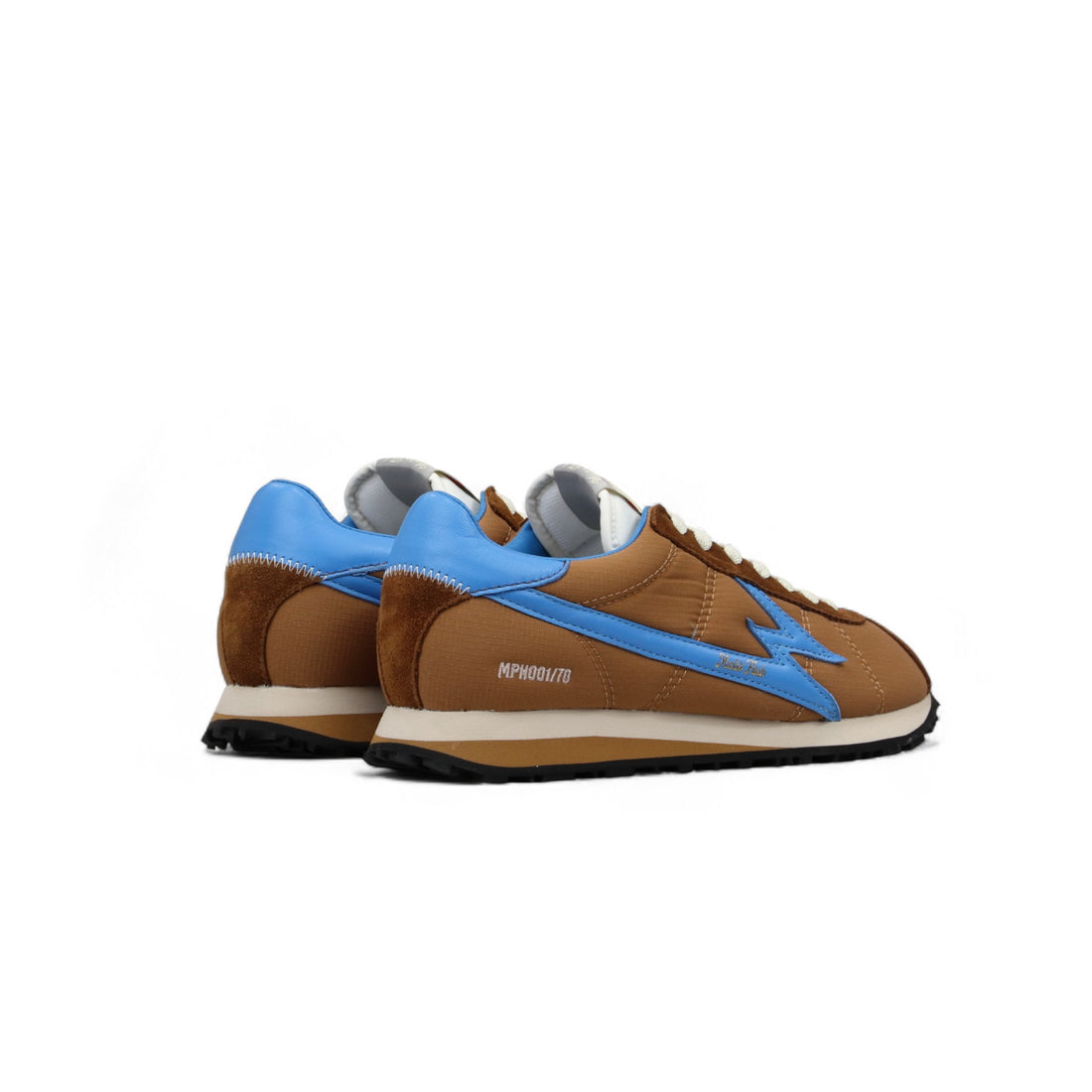 Sneaker Flash Nylon Nocciola e Blu Elettrico